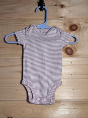 Carter's Light Pink & White Striped Short-Sleeve Bodysuit